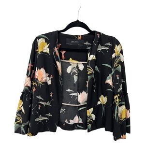 Zara Basic Collection black floral jacket. Size S